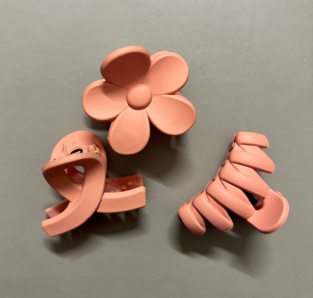 Pack of 3 Peach Hair Claws