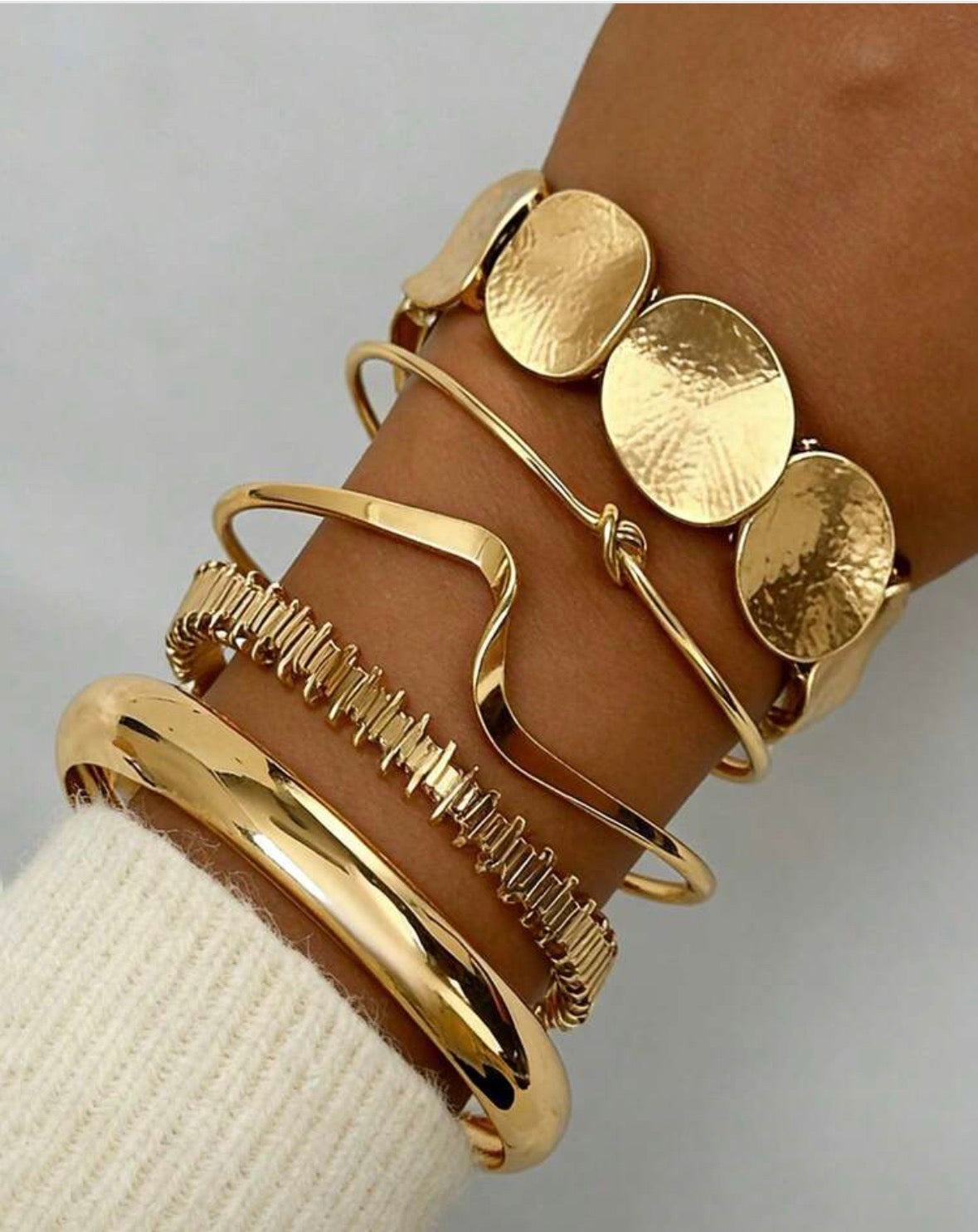 Gold Statement Bracelet Stack
