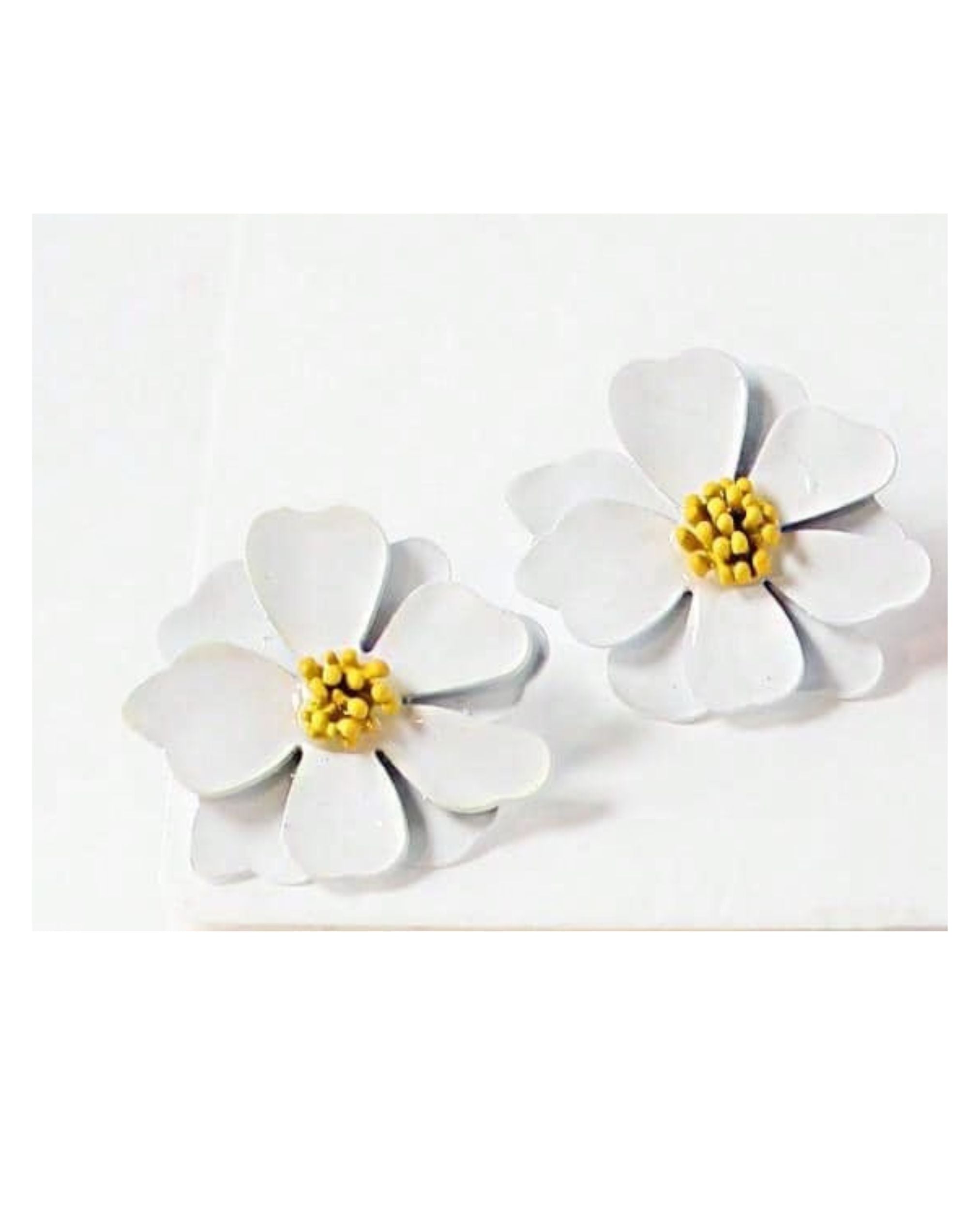 White Flower Stud Earrings