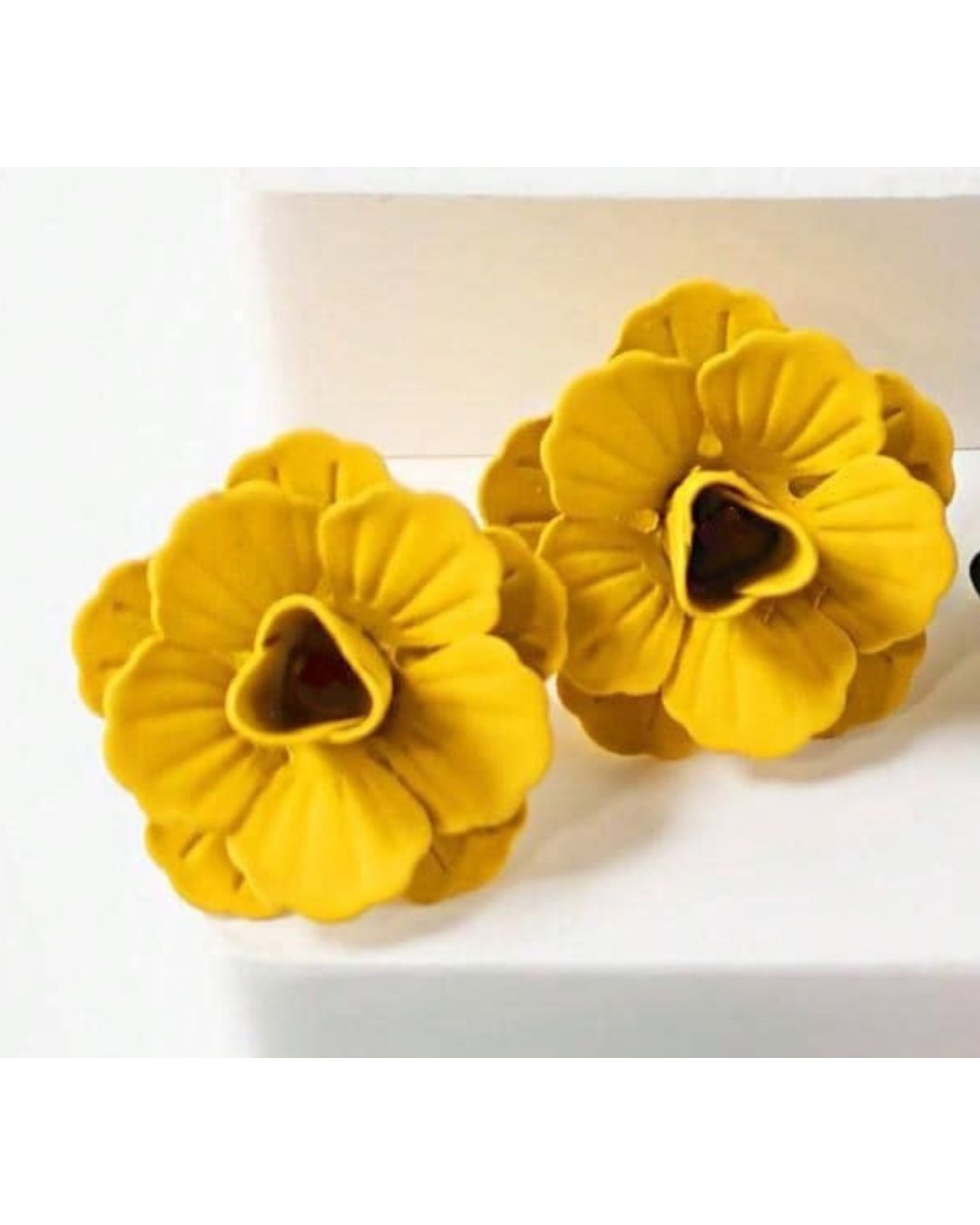 Large Yellow Flower Stud Earrings