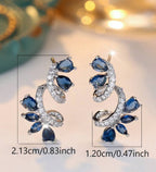 Luxury navy blue cubic zirconia earrings