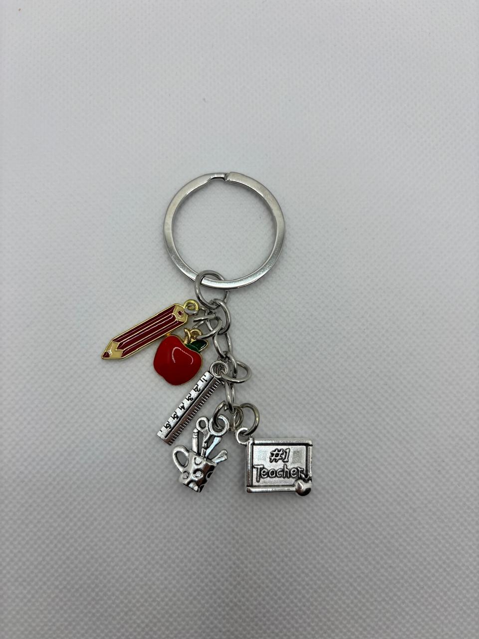 No. 1 Teacher's Day Keychain with apple