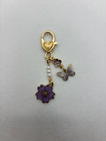 Purple butterfly flower charm