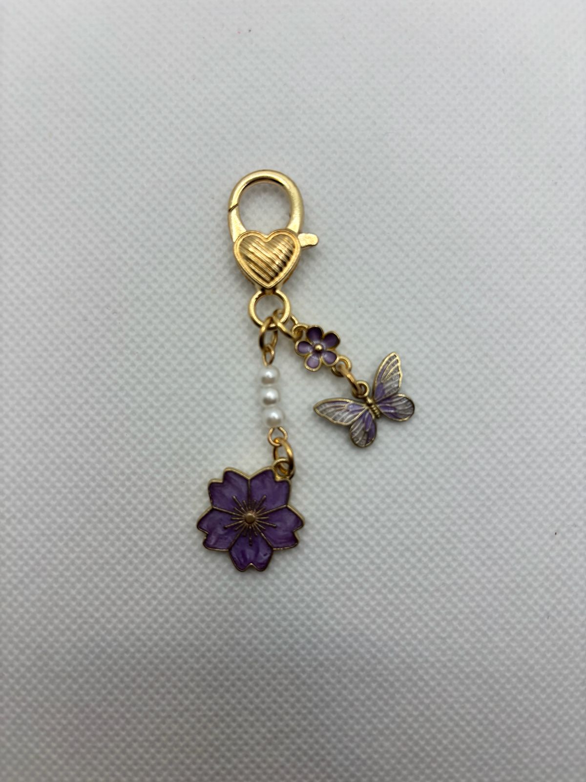 Purple butterfly flower charm