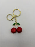 Rhinestone Cherry Keychain