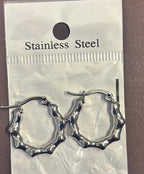 Stainless Steel Silver Hoop Earrings _ Design 1