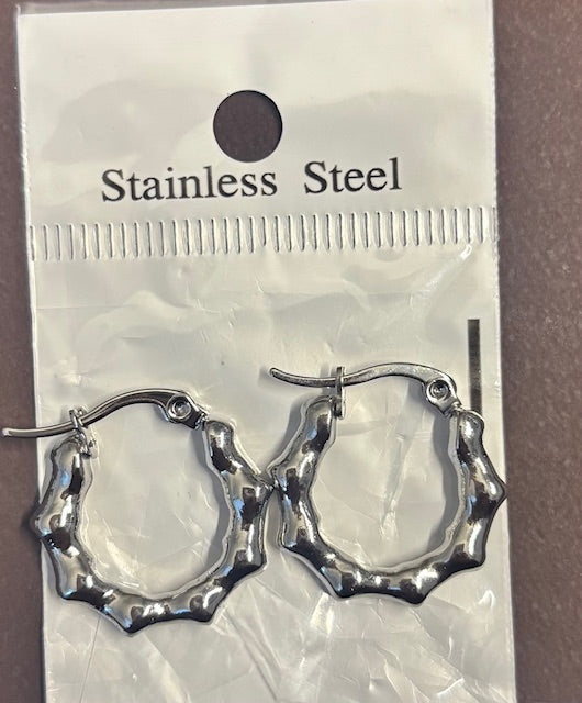 Stainless Steel Silver Hoop Earrings _ Design 1