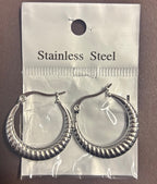Stainless Steel Silver Hoop Earrings _ Design 2