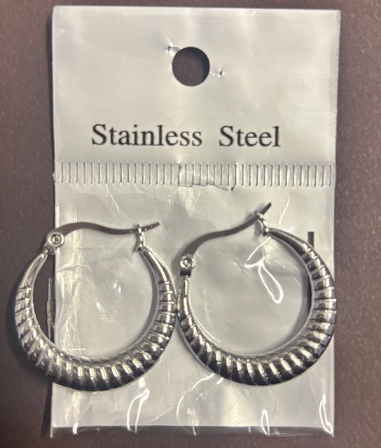 Stainless Steel Silver Hoop Earrings _ Design 2