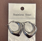 Stainless Steel Silver Hoop Earrings _ Design 3