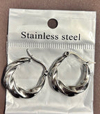 Stainless Steel Silver Hoop Earrings _ Design 4
