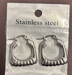 Stainless Steel Silver Hoop Earrings _ Design 5