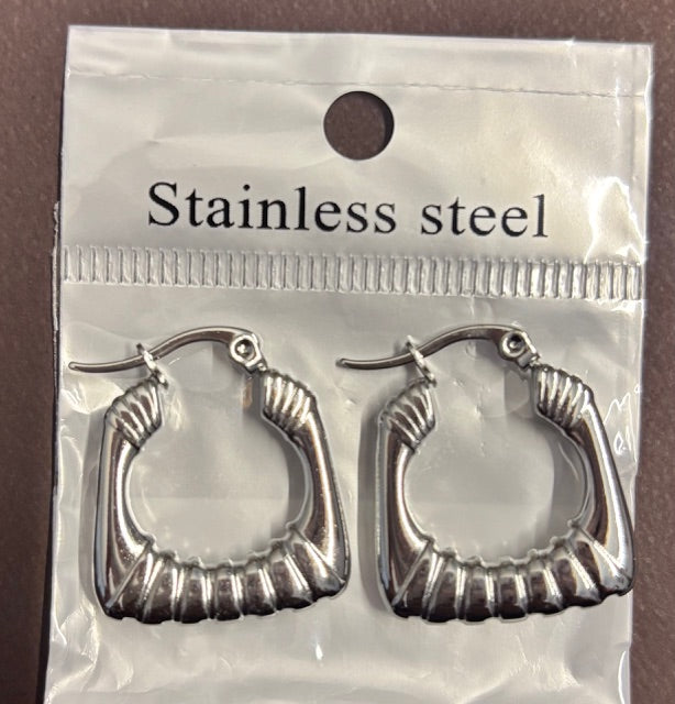 Stainless Steel Silver Hoop Earrings _ Design 5