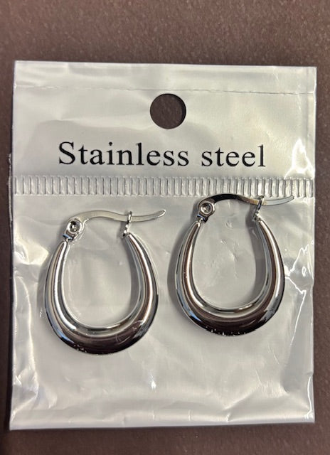Stainless Steel Silver Hoop Earrings _ Design 7