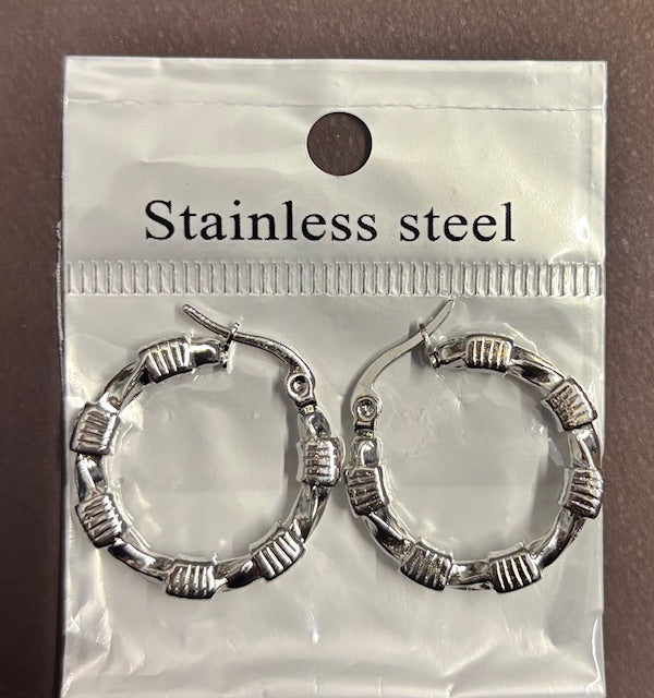 Stainless Steel Silver Hoop Earrings _ Design 8