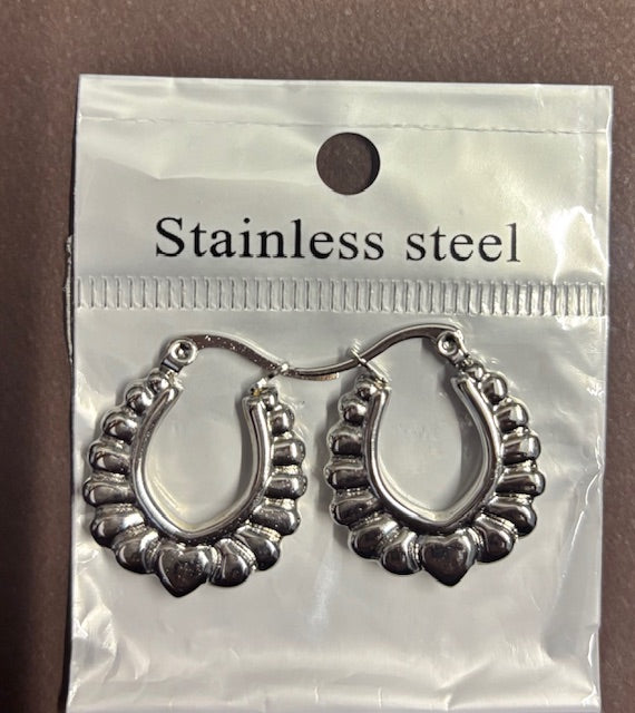 Stainless Steel Silver Hoop Earrings _ Design 9