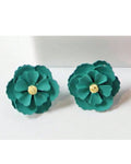 Small Teal Green Flower Earrings