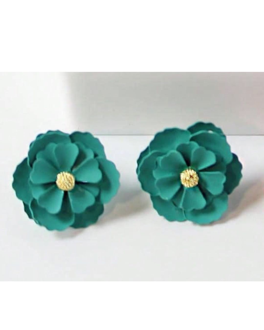 Small Teal Green Flower Earrings