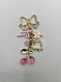 Small Pink Cherry Keychain