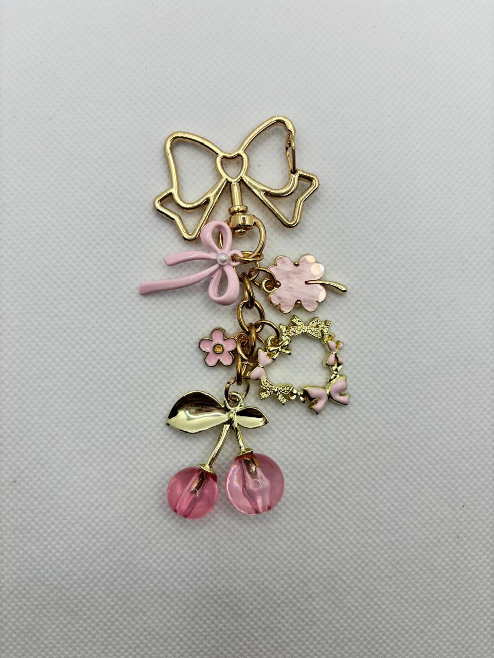 Small Pink Cherry Keychain