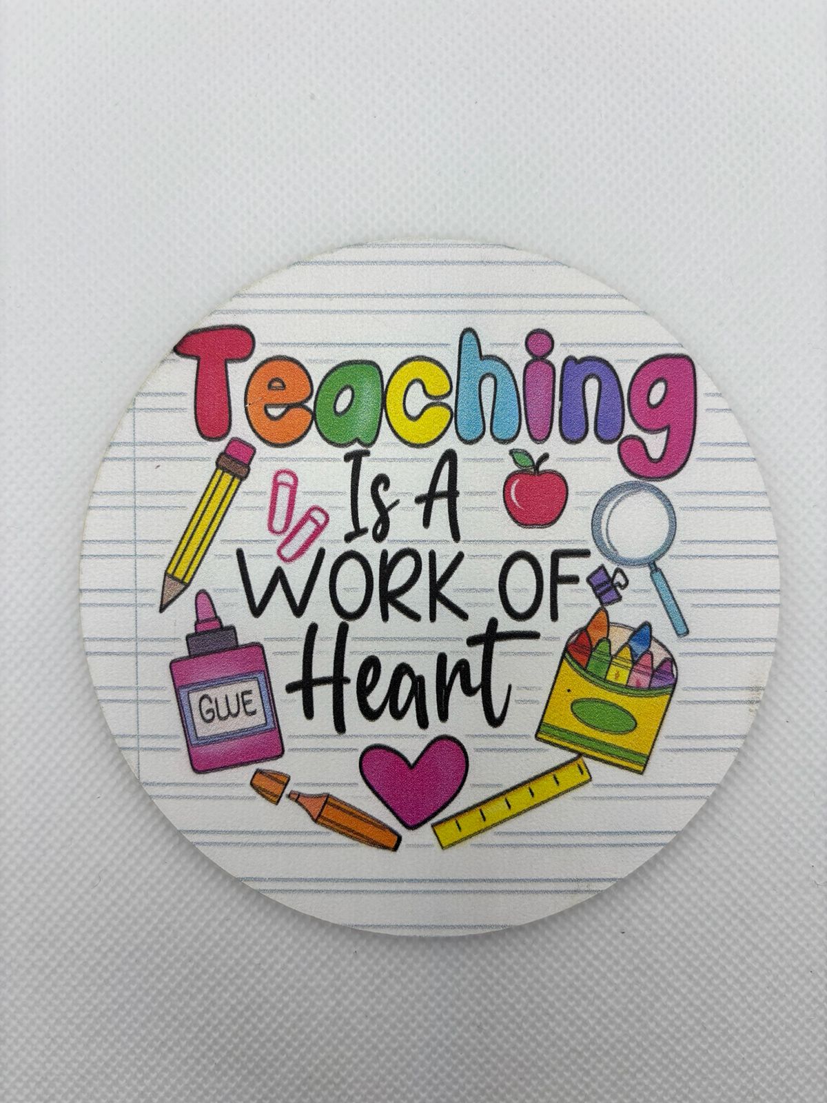 Teaching is a work of heart - white Coaster