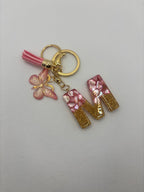 Alphabet M Gradient Pink Keychain