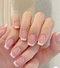 Classic French Tip Press-On Nails – Short Square Shape