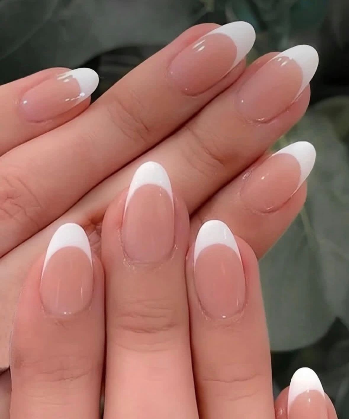 Classic French Tip Press-On Nails – Almond Shape