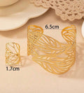 Golden Leaf Cutwork Cuff Bracelet