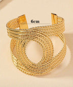 Gold cuff bracelet twisted rope design