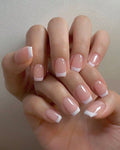 24 Pcs Classic French Tip Press-On Nails – Short Square