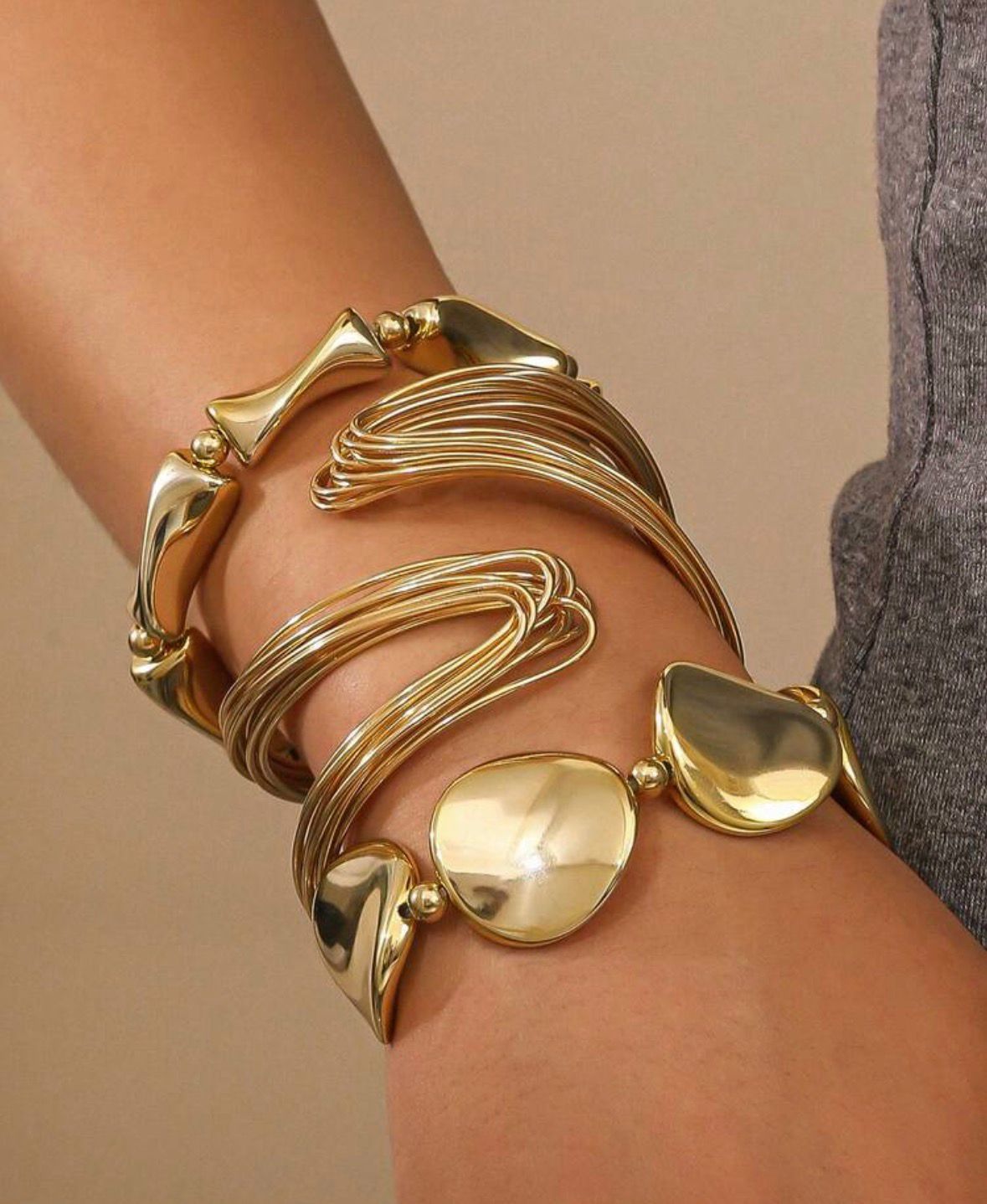 Three piece gold bracelet set
