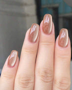 Warm Champagne-bronze Cat Eye Press on Nails