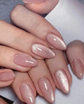 Rose Gold Cat Eye Press-On Nails – Almond Shape