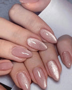 Rose Gold Cat Eye Press-On Nails – Almond Shape