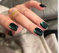 24 Pcs Metallic Green Cateye Short Square Press-On Nails