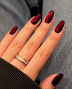 Ruby Red Cat Eye Press-On Nails – Almond Shape