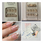 Gold Lined Glitter French Press-On Nails – Square Shape