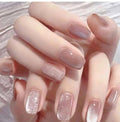 Blush Pink Cat Eye Press-On Nails – Square Shape