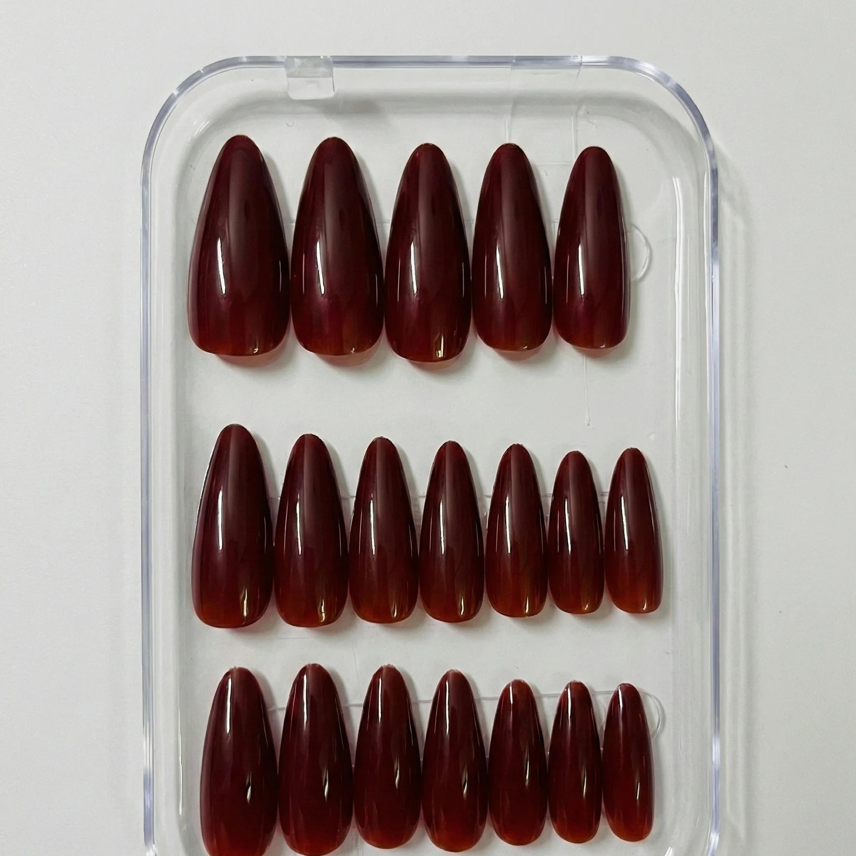 24 Pcs Almond Shape Burgundy Nails