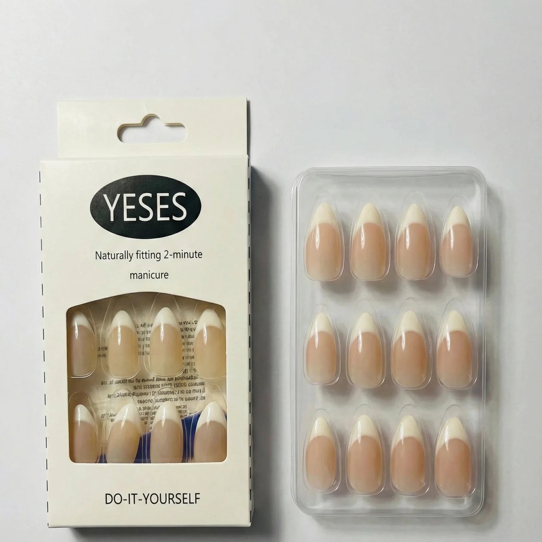 24 Pcs Almond Shape French Nails