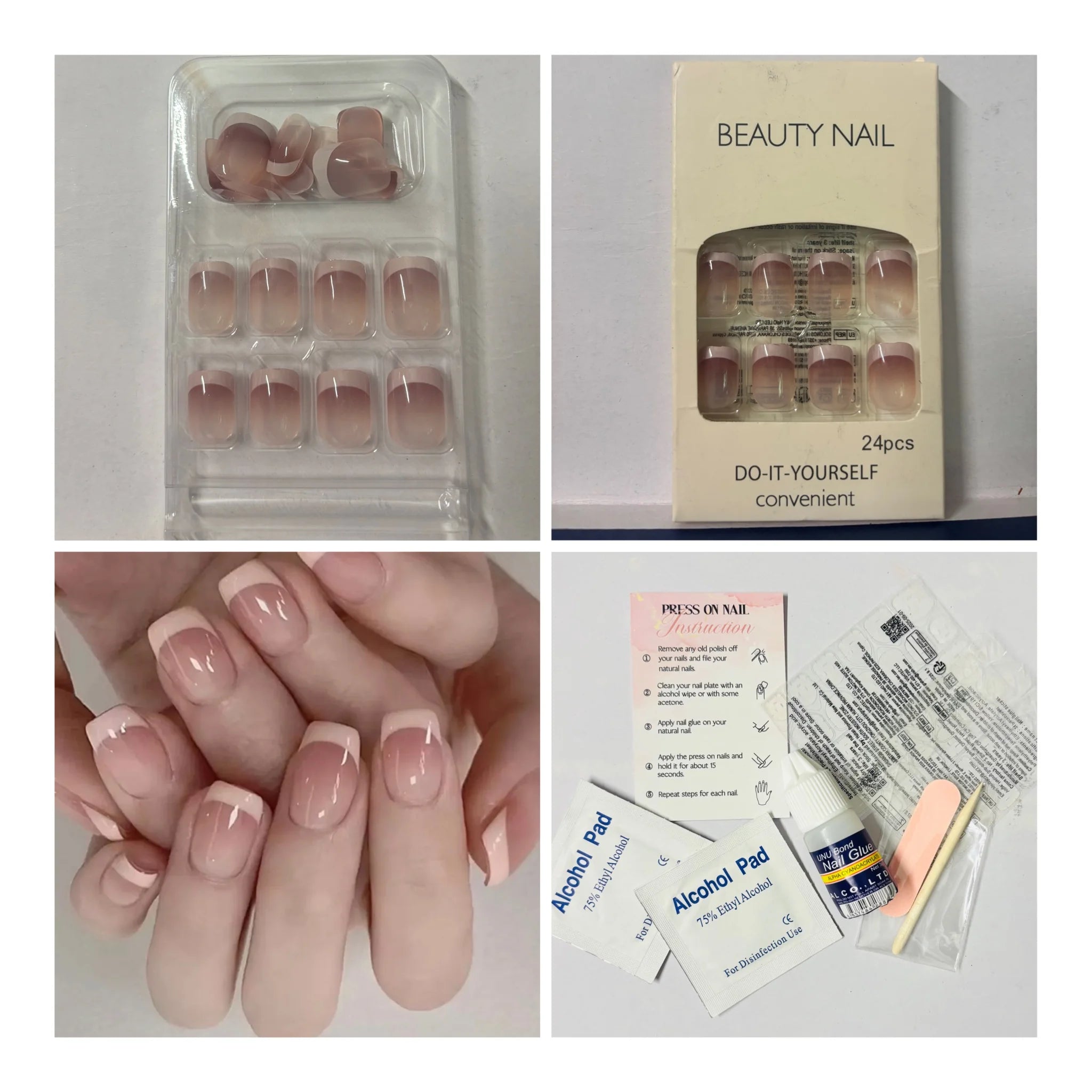 24 Pcs French Blush Nails