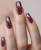 24 Pcs Maroon Cateye Press-on Nails