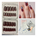 24 Pcs Maroon Cateye Press-on Nails