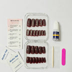 24 Pcs Maroon Cateye Press-on Nails