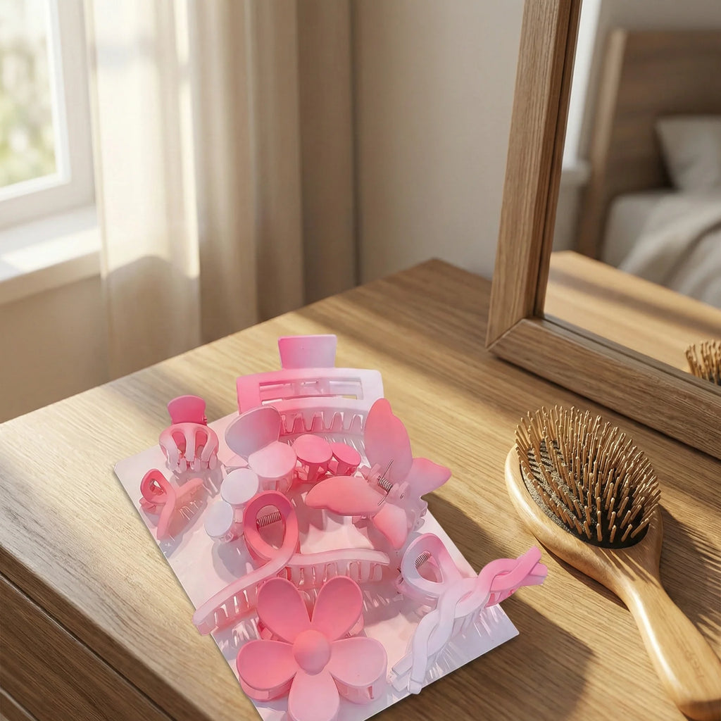 Pack of 8 Pink Gradient Hair Claws