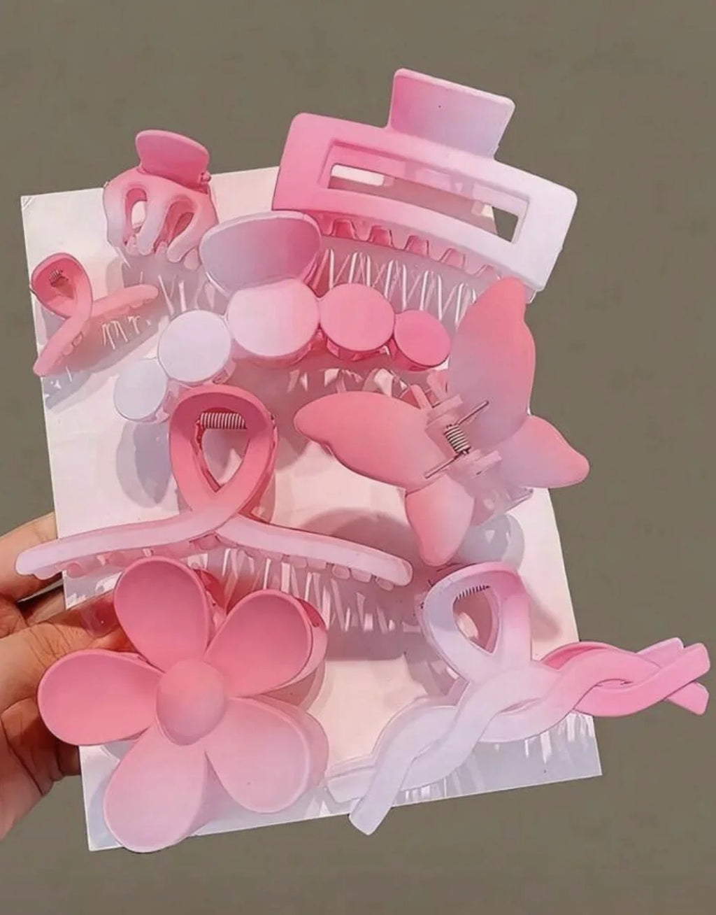 Pack of 8 Pink Gradient Hair Claws