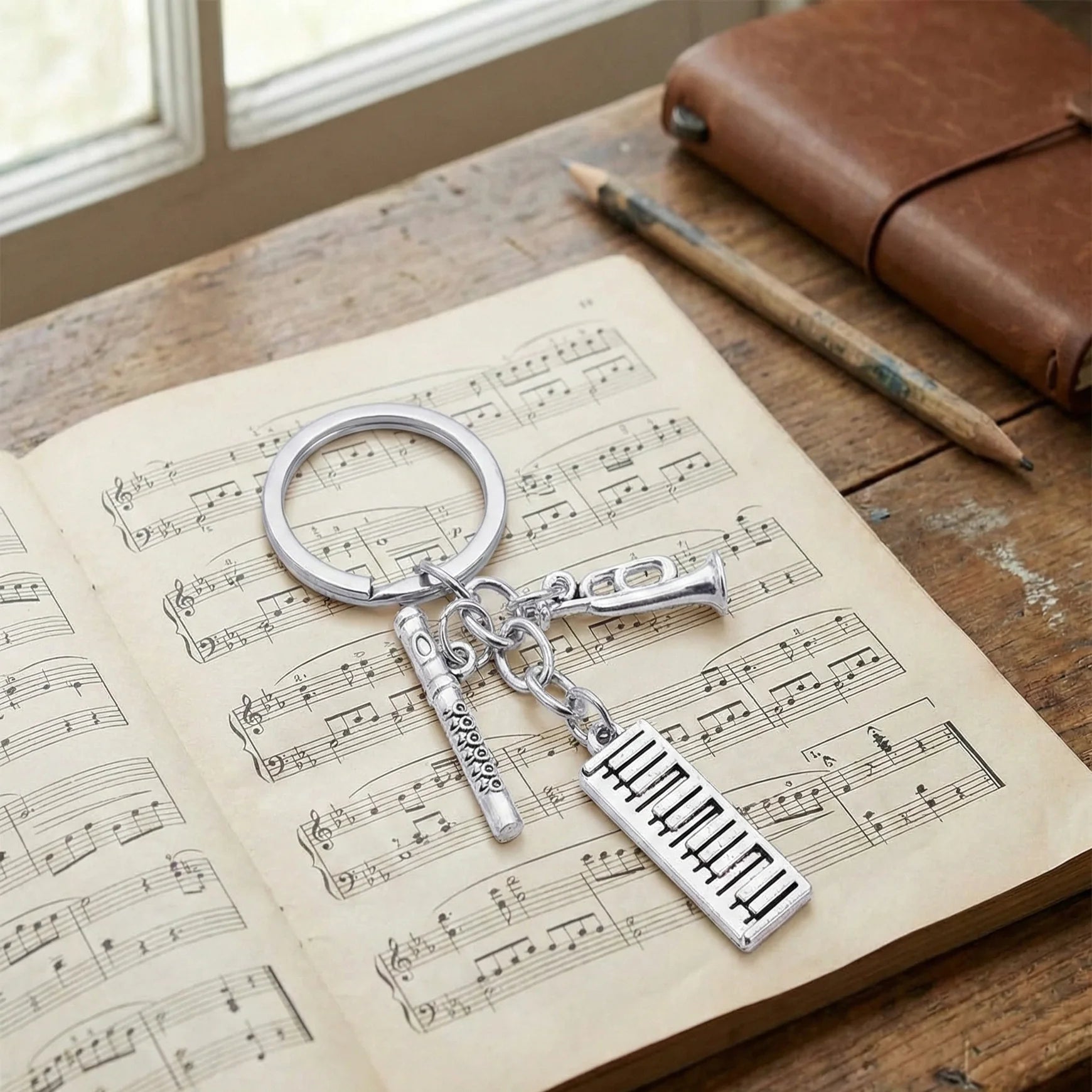 Piano and Flute Key Chain