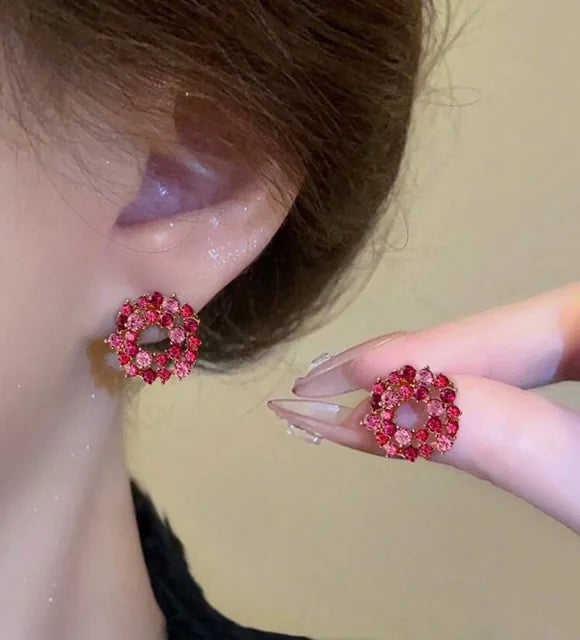 Pink Rhinestone Earrings