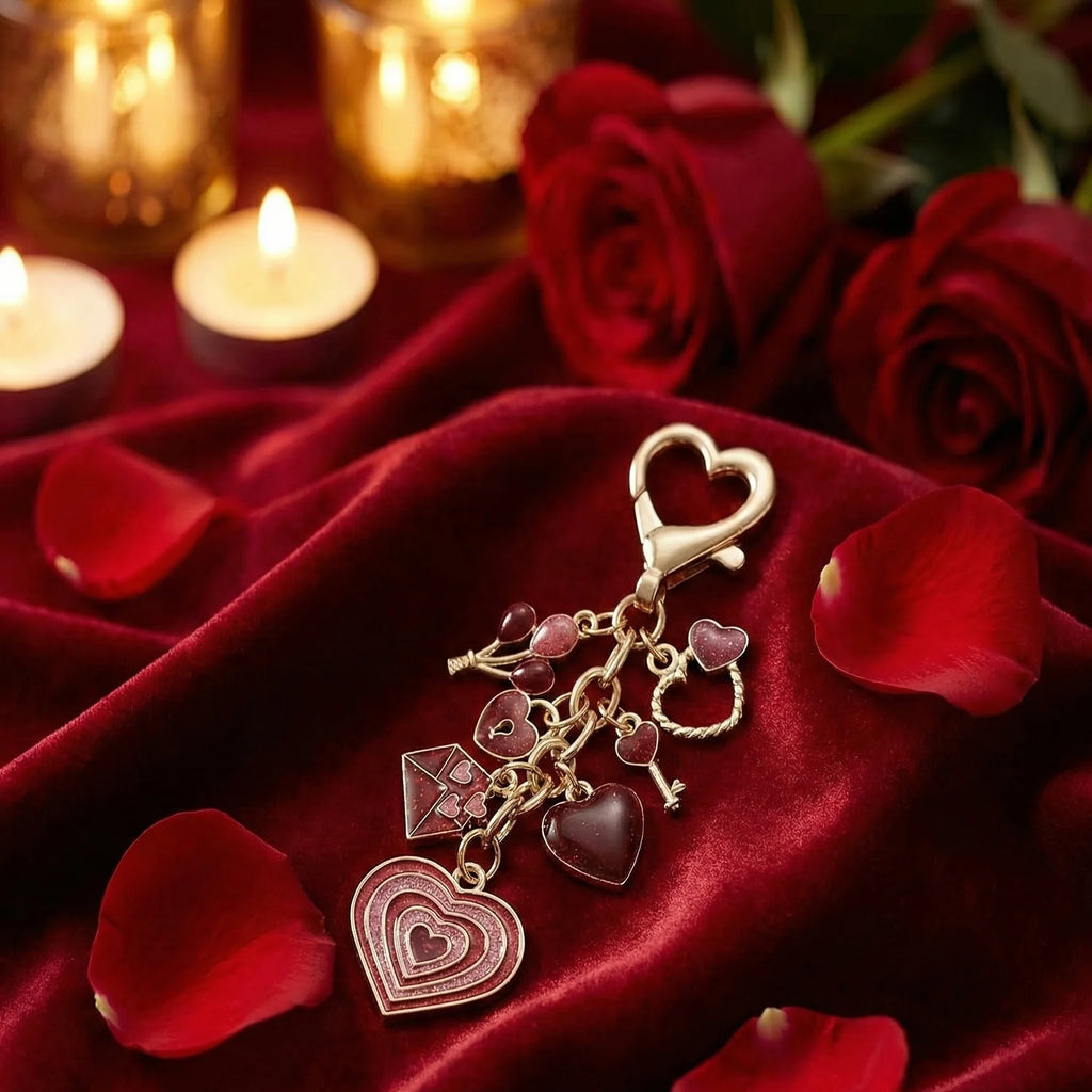 Valentines Day Key Chain Maroon Heart